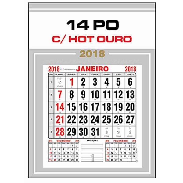 Calendário Bloco de Parede c/ Hot Ouro mod. CP02